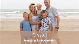  Presentation with family teens and children - Beautiful slide deck featuring happy smiling family with three backdrop and a coral colored foreground