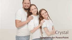  Presentation with portrait happy family smiling - Presentation design enhanced with happy-smiling-father background and a lemonade colored foreground