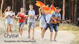  Presentation with friends - Beautiful slide deck featuring happy smiling friends playing musical backdrop and a lemonade colored foreground