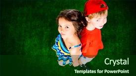  Presentation with bright - Amazing slide set having happy smiling girl and boy backdrop and a forest green colored foreground