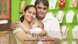  Presentation with indian woman - Presentation design consisting of happy smiling indian family woman background and a coral colored foreground