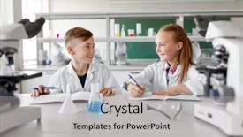  Presentation with children talking - Cool new slides with happy smiling kids with workbook backdrop and a light gray colored foreground
