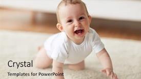  Presentation with baby girl - PPT layouts featuring happy smiling little baby boy background and a soft green colored foreground