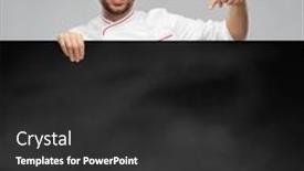  Presentation with chef - Presentation theme having happy-smiling-male-chef background and a dark gray colored foreground