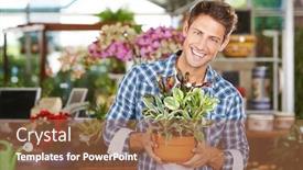 Presentation with nursery plant - Presentation theme having happy-smiling-man-as-gardener background and a tawny brown colored foreground