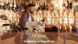  Presentation with acoustic - Presentation with happy-smiling-man-playing-acoustic background and a tawny brown colored foreground