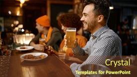  Presentation with sports bar - Presentation featuring happy-smiling-man-sitting background and a tawny brown colored foreground