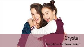  Presentation with college education happy smiling - Presentation design featuring happy smiling pretty teenage girls background and a  colored foreground