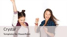  Presentation with teenage - Beautiful theme featuring happy smiling pretty teenage girls backdrop and a lemonade colored foreground