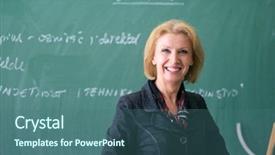  Presentation with professor - Theme featuring happy smiling professor standing in a clasroom background and a ocean colored foreground