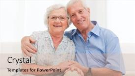  Presentation with old couple - Cool new presentation with happy smiling senior couple embracing backdrop and a soft green colored foreground