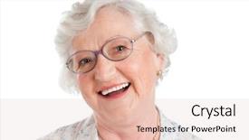  Presentation with lady - Cool new presentation theme with happy smiling senior lady looking backdrop and a lemonade colored foreground