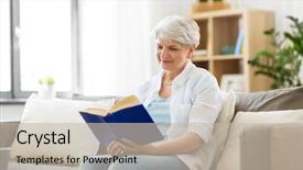  Presentation with wisdom - Slide deck consisting of wisdom women - age leisure and people concept background and a mint green colored foreground