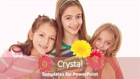  Presentation with cousin - Colorful slide deck enhanced with happy smiling sisters cousin backdrop and a coral colored foreground