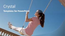  Presentation with teen girl - Amazing PPT theme having happy smiling teen girl on swing backdrop and a teal colored foreground