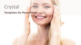  Presentation with skin care - Presentation theme enhanced with happy-smiling-young-beautiful-blond background and a sky blue colored foreground