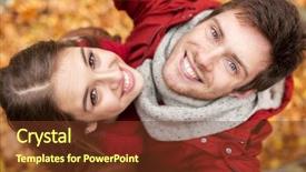  Presentation with young happy people smiling - Amazing presentation theme having happy smiling young couple backdrop and a tawny brown colored foreground