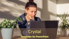  Presentation with blogger - Presentation theme enhanced with happy-smiling-young-woman-sitting background and a tawny brown colored foreground