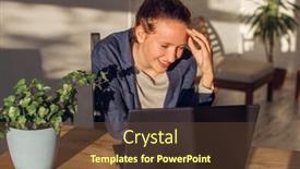  Presentation with blogger - Slide deck featuring happy-smiling-young-woman-using background and a tawny brown colored foreground