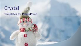  Presentation with snowman - Beautiful PPT theme featuring happy snowman in mountains backdrop and a sky blue colored foreground