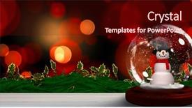  Presentation with snowman - Cool new PPT layouts with happy snowman in snow globe backdrop and a wine colored foreground