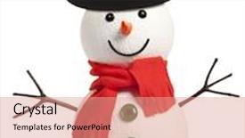  Presentation with snowman - Audience pleasing PPT theme consisting of happy snowman isolated on white background backdrop and a coral colored foreground