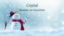  Presentation with happy new year - Beautiful slides featuring happy snowman standing in winter backdrop and a sky blue colored foreground