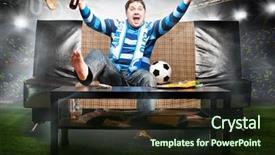  Presentation with football stadium - Audience pleasing slide set consisting of happy soccer or football fan backdrop and a wine colored foreground