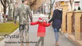  Presentation with outdoors - Theme enhanced with happy soldier with family outdoors background and a mint green colored foreground