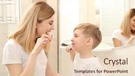  Presentation with mother son flowers - Amazing slides having happy son brushing teeth backdrop and a lemonade colored foreground