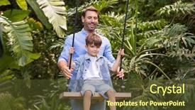  Presentation with swing - PPT layouts enhanced with happy son having fun on a swing with his father cheerful father helping son swing smiling dad pushing his child on the swing background and a tawny brown colored foreground