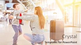  Presentation with airport - PPT theme consisting of happy-son-welcomes-his-mother background and a lemonade colored foreground