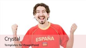  Presentation with spanish - Colorful slide deck enhanced with happy-spanish-man-supporter-isolated backdrop and a coral colored foreground