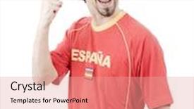  Presentation with spanish - Colorful slide set enhanced with happy-spanish-man-supporter-isolated backdrop and a coral colored foreground