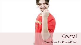  Presentation with spanish - Presentation design consisting of happy-spanish-man-supporter-isolated background and a lemonade colored foreground