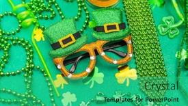  Presentation with ribbon-green - Slide set consisting of happy-st-patrick-s-day background and a teal colored foreground