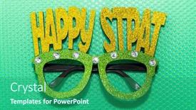  Presentation with green glass - Presentation design with happy-st-patrick-s-day background and a ocean colored foreground