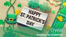  Presentation with ribbon green - Presentation enhanced with happy-st-patrick-s-day background and a ocean colored foreground