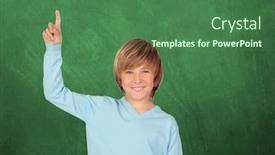  Presentation with student - Beautiful theme featuring happy-student-asking-to-speak backdrop and a ocean colored foreground