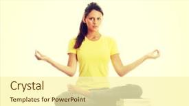  Presentation with student - Audience pleasing slide deck consisting of happy-student-gir-meditating backdrop and a cream colored foreground