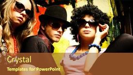  Presentation with party - Theme enhanced with teen fashion youth fashion - happy student group of friends background and a red colored foreground