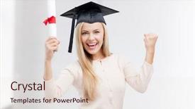  Presentation with certificate - Cool new PPT theme with happy student in graduation cap backdrop and a lemonade colored foreground