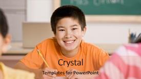  Presentation with student writing - PPT layouts having happy student writing in notebook background and a coral colored foreground