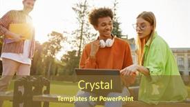  Presentation with university - PPT theme having happy-students-at-university-campus background and a tawny brown colored foreground