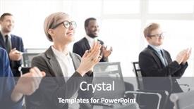  Presentation with elections - Slide set enhanced with happy students clapping hands background and a gray colored foreground