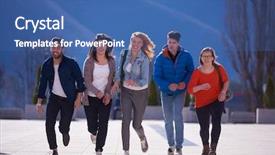  Presentation with students - Colorful slide set enhanced with happy-students-group-have-fun backdrop and a ocean colored foreground