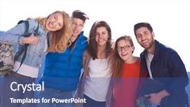  Presentation with students - Audience pleasing slide set consisting of happy-students-group-have-fun backdrop and a ocean colored foreground