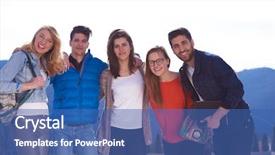  Presentation with students - PPT layouts enhanced with happy-students-group-have-fun background and a ocean colored foreground