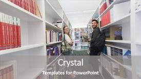  Presentation with library - Colorful presentation theme enhanced with happy-students-group-in-school backdrop and a gray colored foreground