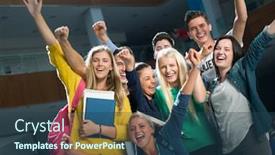  Presentation with study - Audience pleasing presentation consisting of happy students group study in classroom backdrop and a ocean colored foreground